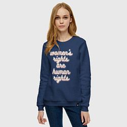 Свитшот хлопковый женский Womens rights are human right, цвет: тёмно-синий — фото 2