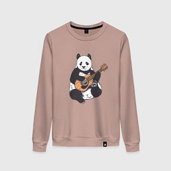 Свитшот хлопковый женский Панда гитарист Panda Guitar, цвет: пыльно-розовый