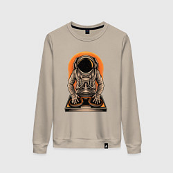 Свитшот хлопковый женский Космонавт диджей - cosmo DJ, цвет: миндальный