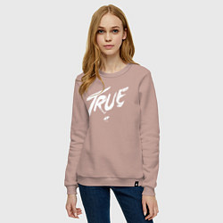 Свитшот хлопковый женский TRUE AVICII, цвет: пыльно-розовый — фото 2