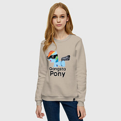 Свитшот хлопковый женский Gangsta pony, цвет: миндальный — фото 2