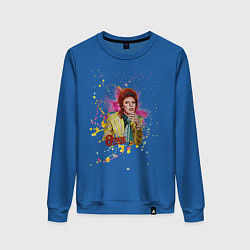 Свитшот хлопковый женский David Bowie Art, цвет: синий