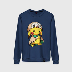 Свитшот хлопковый женский Пикачу - совенок, цвет: тёмно-синий