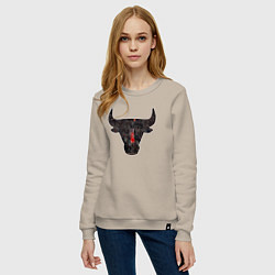 Свитшот хлопковый женский Bulls - Jordan, цвет: миндальный — фото 2