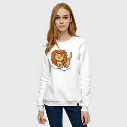 Свитшот хлопковый женский Cat Lion, цвет: белый — фото 2