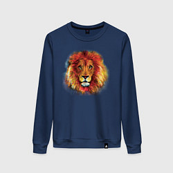 Свитшот хлопковый женский Лев акварельный, цвет: тёмно-синий