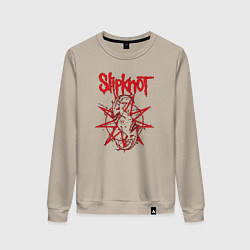 Свитшот хлопковый женский Slipknot Slip Goats Art, цвет: миндальный