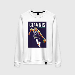Свитшот хлопковый женский Giannis - Bucks, цвет: белый
