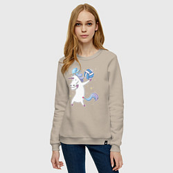 Свитшот хлопковый женский Unicorn Volleyball, цвет: миндальный — фото 2