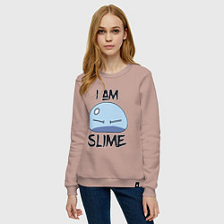 Свитшот хлопковый женский I AM SLIME, Я СЛИЗЬ, цвет: пыльно-розовый — фото 2