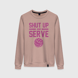 Свитшот хлопковый женский Shut Up And Serve, цвет: пыльно-розовый