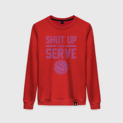 Свитшот хлопковый женский Shut Up And Serve, цвет: красный