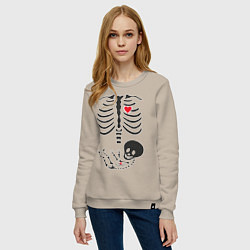 Свитшот хлопковый женский МАЛЫШ ВНУТРИ, цвет: миндальный — фото 2