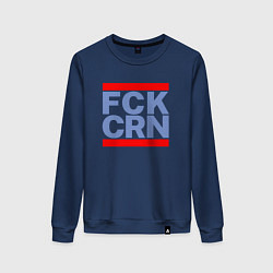 Свитшот хлопковый женский FCK CRN, цвет: тёмно-синий