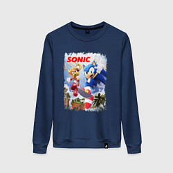 Свитшот хлопковый женский SONIC СОНИК Z, цвет: тёмно-синий