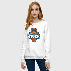 Свитшот хлопковый женский Tiger Basketball, цвет: белый — фото 2