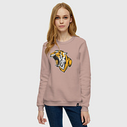 Свитшот хлопковый женский Грозный Тигр, цвет: пыльно-розовый — фото 2