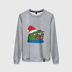 Свитшот хлопковый женский Pepe, pepe happy, Пепе хеппи, pepe happy new year, цвет: меланж