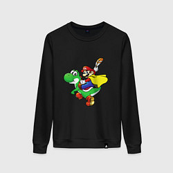 Свитшот хлопковый женский Yoshi&Mario, цвет: черный