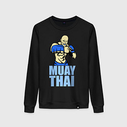 Свитшот хлопковый женский Muay Thai Boxer, цвет: черный