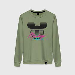 Свитшот хлопковый женский Logotype Mickey Mouse, цвет: авокадо