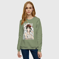 Свитшот хлопковый женский Princеss mononoke, цвет: авокадо — фото 2