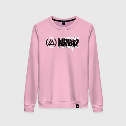Свитшот хлопковый женский Линкин Парк Лого ЧБ Рок Linkin Park, цвет: светло-розовый