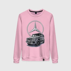 Свитшот хлопковый женский Mercedes Gelendwagen G63 AMG G-class G400d, цвет: светло-розовый