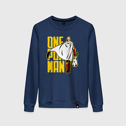Свитшот хлопковый женский Сайтама возвращается из супермаркета One Punch-Man, цвет: тёмно-синий