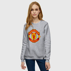 Свитшот хлопковый женский Манчестер Юнайтед логотип, цвет: меланж — фото 2