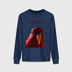 Свитшот хлопковый женский Красный попугай, цвет: тёмно-синий