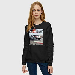 Свитшот хлопковый женский Toyota Gazoo Racing - легендарная спортивная коман, цвет: черный — фото 2