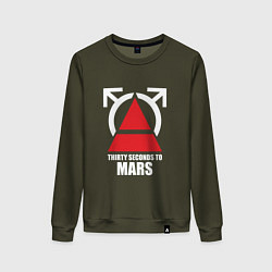 Свитшот хлопковый женский 30 Seconds To Mars Logo, цвет: хаки