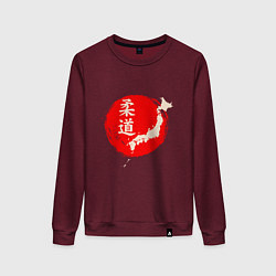 Свитшот хлопковый женский Дзюдо Япония, цвет: меланж-бордовый