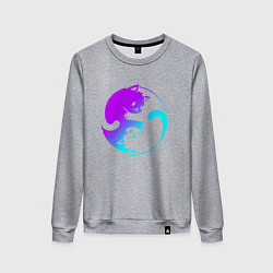 Женский свитшот ИНЬ ЯНЬ КОТИКИ В НЕОНЕ