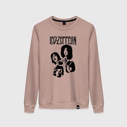 Свитшот хлопковый женский Участники группы Led Zeppelin, цвет: пыльно-розовый