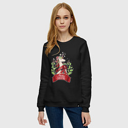 Свитшот хлопковый женский Christmas Unicorn, цвет: черный — фото 2