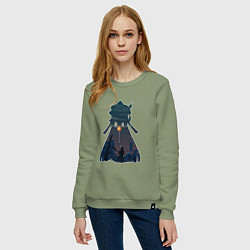 Свитшот хлопковый женский Hu Tao Ху Тао, цвет: авокадо — фото 2