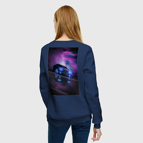 Женский свитшот Авто в неоне / Тёмно-синий – фото 4