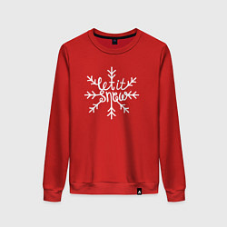 Свитшот хлопковый женский Snowflake Let it snow, цвет: красный