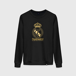 Свитшот хлопковый женский Real Madrid gold logo, цвет: черный