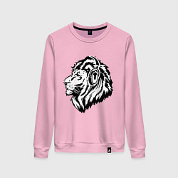 Свитшот хлопковый женский Лев в наушниках, цвет: светло-розовый