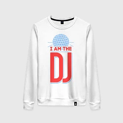 Свитшот хлопковый женский I am the DJ, цвет: белый