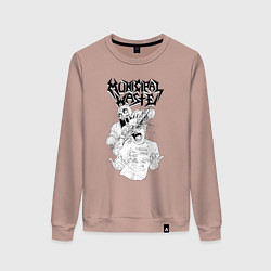 Свитшот хлопковый женский Municipal waste - chainsaw massacre!, цвет: пыльно-розовый
