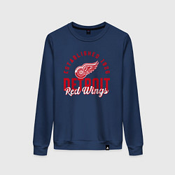 Свитшот хлопковый женский Detroit Red Wings Детройт Ред Вингз, цвет: тёмно-синий