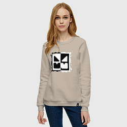 Свитшот хлопковый женский GEOMETRY DASH BLACK WHITE, цвет: миндальный — фото 2