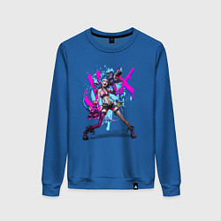 Свитшот хлопковый женский LOL JINX БРЫЗГИ КРАСОК, цвет: синий