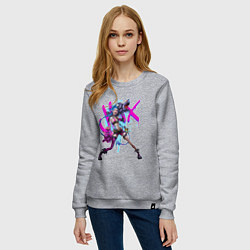 Свитшот хлопковый женский LOL JINX БРЫЗГИ КРАСОК, цвет: меланж — фото 2