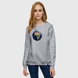 Свитшот хлопковый женский Планета солнечной системы земля, цвет: меланж — фото 2