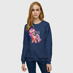Свитшот хлопковый женский X-mas pony, цвет: тёмно-синий — фото 2